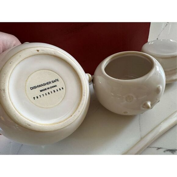 Pottery Barn Snowman Stackable Tea Set Ceramic Holiday Vintage w Spoon - Picture 6 of 9